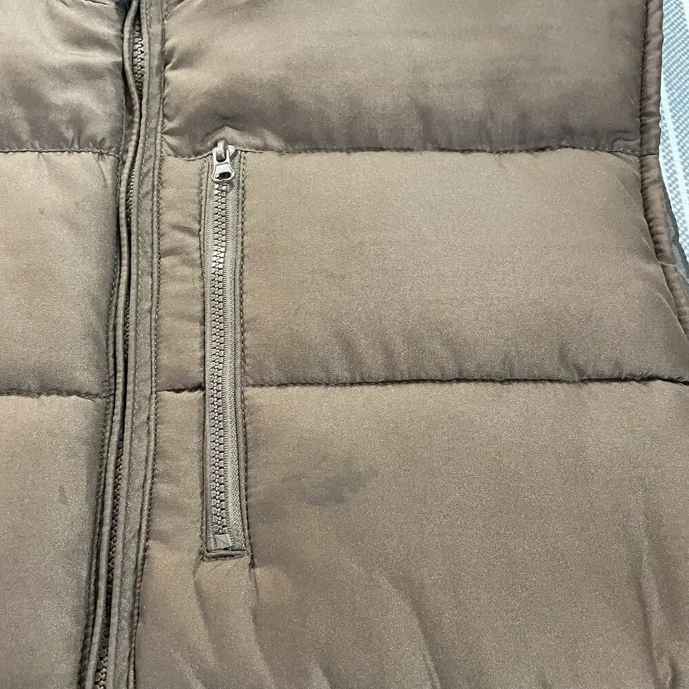 NordicTrack Puffer Vest Men's L Brown Full Zip Media Pocket Insulated Quilted